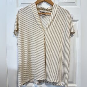 H&M Cream and Brown Striped Blouse